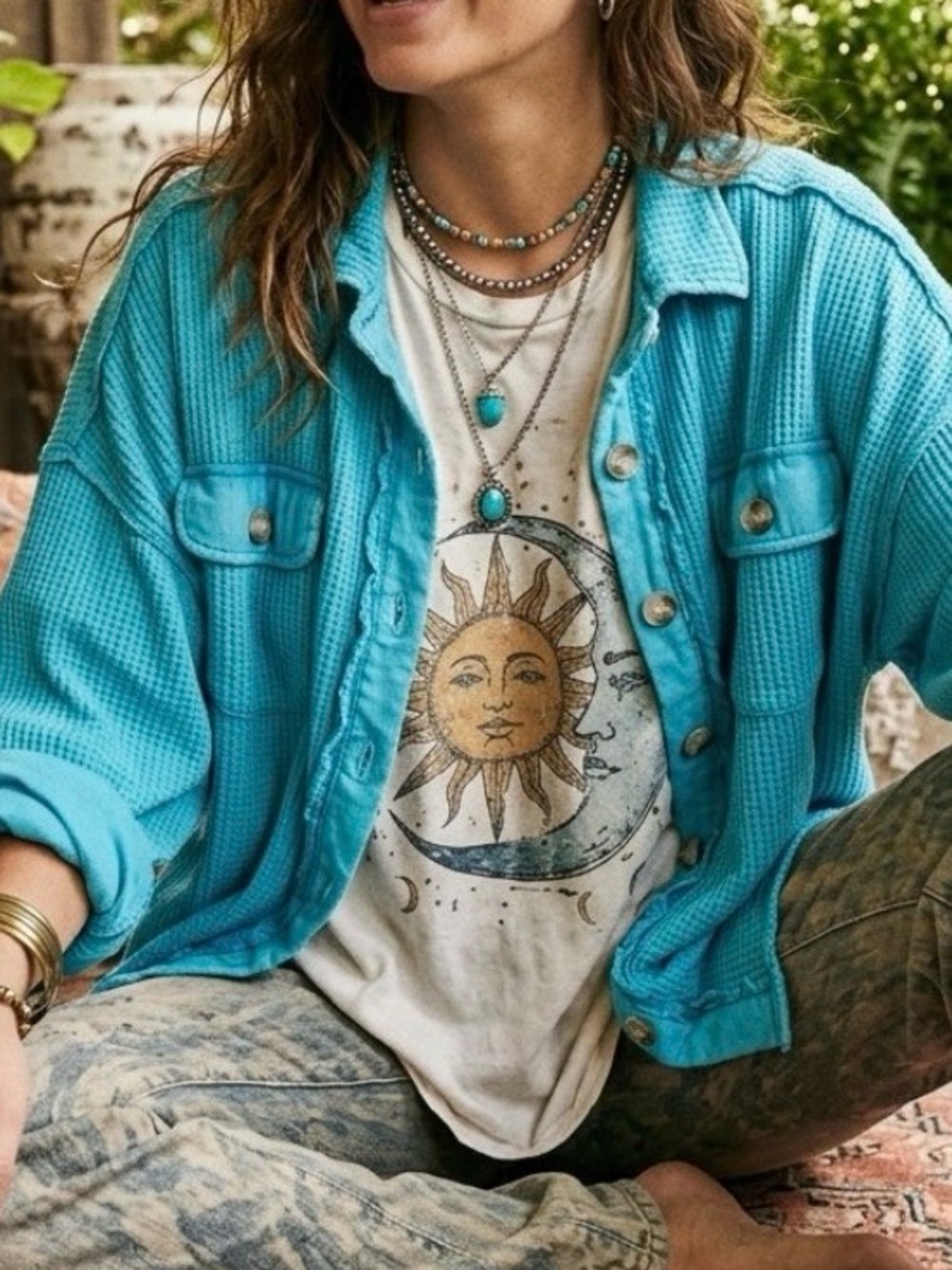 Free People One Scout Jacket in Turquoise Size Medium